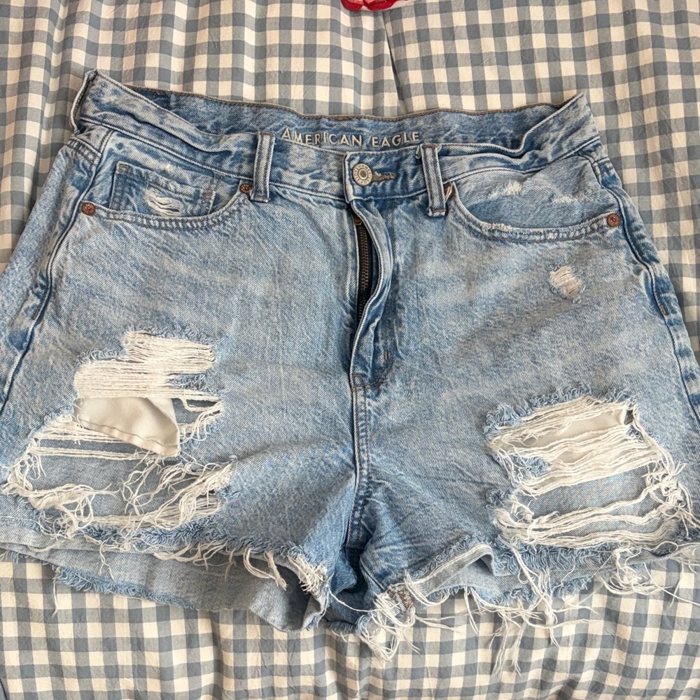 American Eagle Outfitters Light Blue Distressed Denim Cutoff Shorts